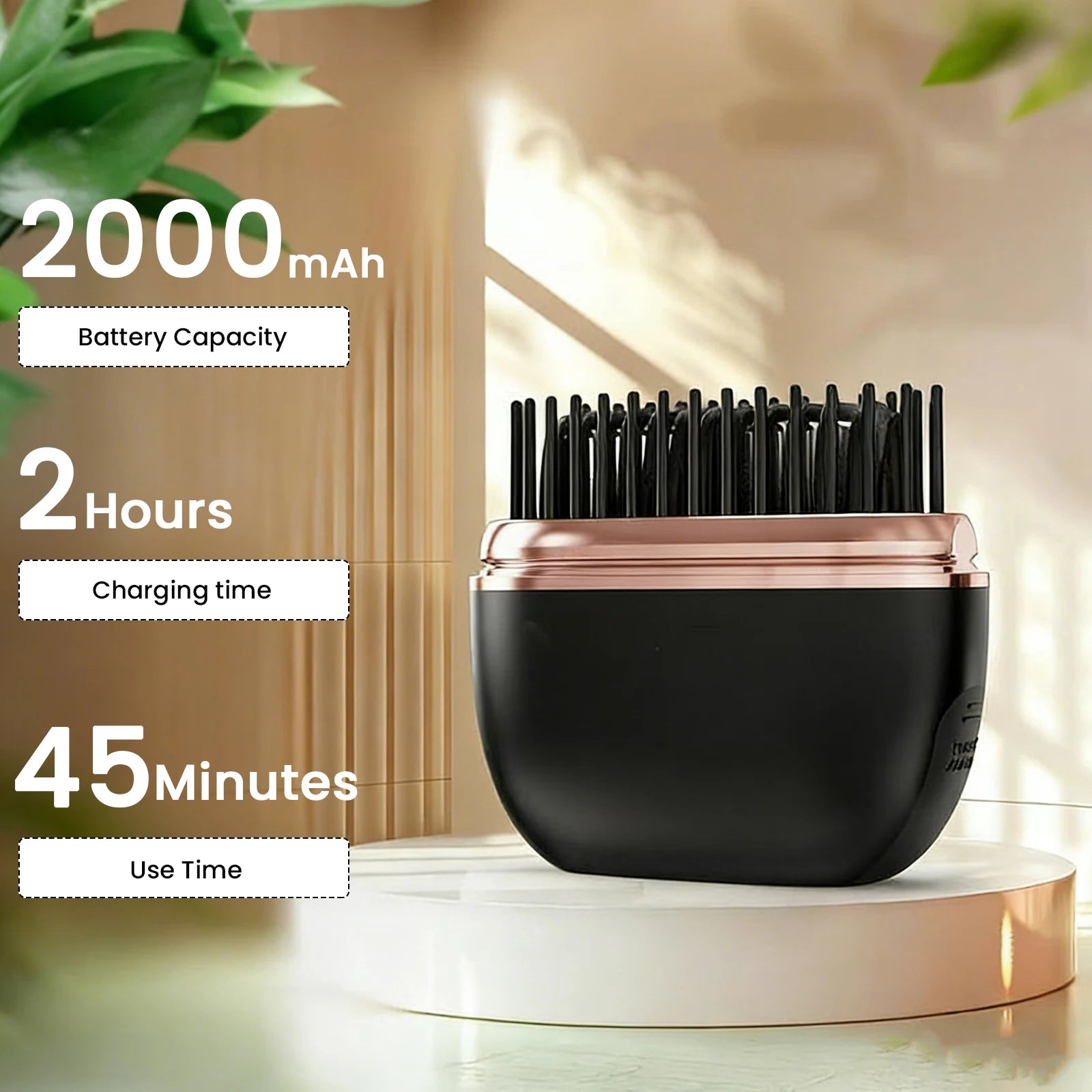 Wireless Hair Straightener Brush USB Rechargeable 30S Fast Heat 3 Temperature for Straight & Curly Hair Types Mini Travel Styler